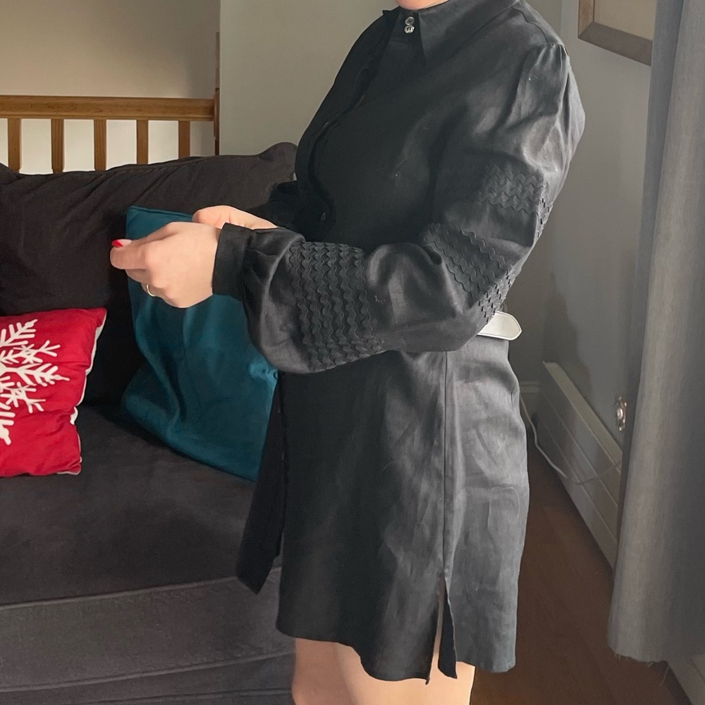 Anne Fontaine Linen Black Shirt Dress